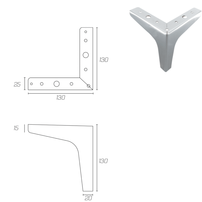 HYM PATA CLÁSICA ALTURA 13.5CM CROMO - Image 2