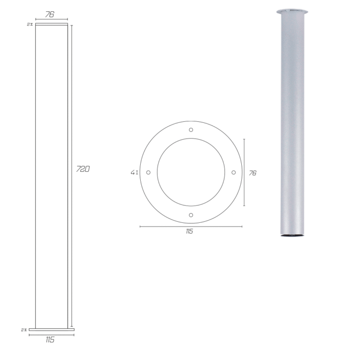 PEDESTAL TUBO SOPORTE REDONDO - Image 2